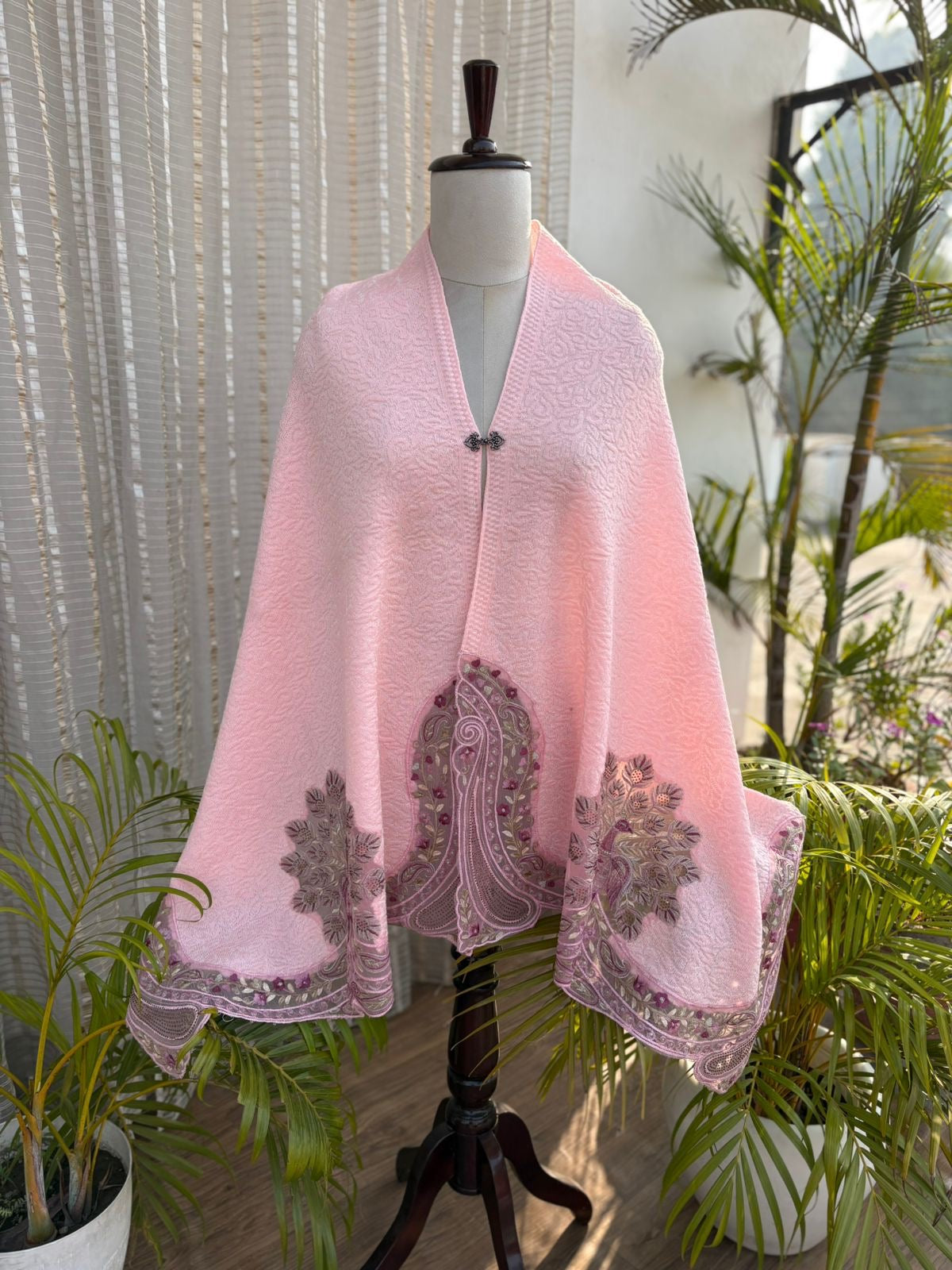 Pure Wool Knitted Shrug Shawl - Cutwork & Appliqué | Premium Ethnic Wear