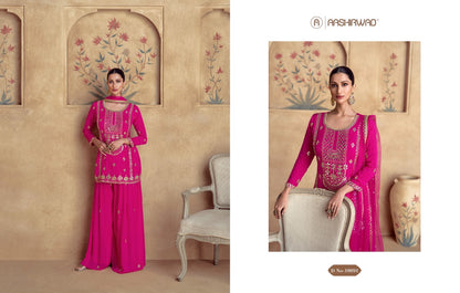 Designer Plazo Dress with Intricate Gold Embroidery – Aashirwad Collection