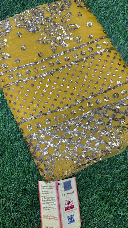 Pure Organza Silk Saree with Heavy Mukesh Full Jaal Work