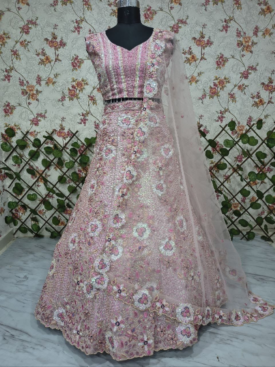 Blush Rose Sequin Lehenga