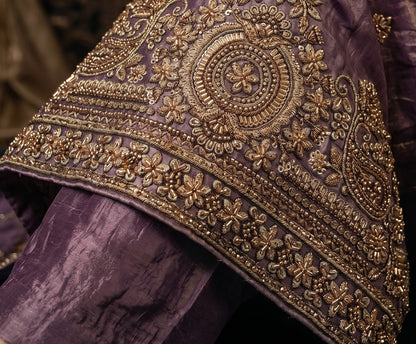 Tora Silk Plazo Kurta Set with Embroidery & Choker Style Cape Dupatta