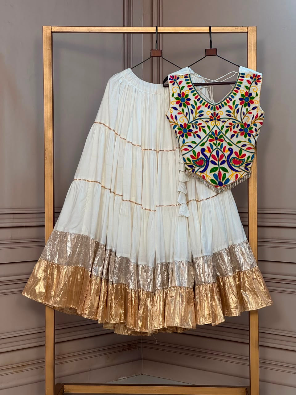 Multicolor Navratri special  Embroidered Choli & Metallic Border Chaniya Choli
