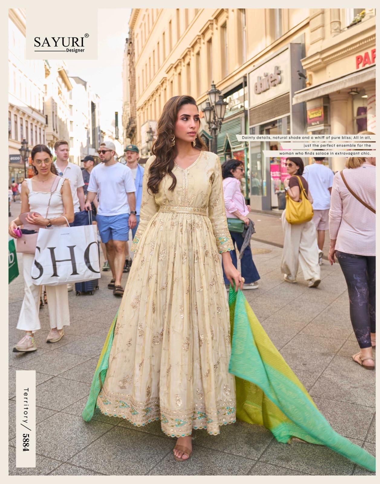 Simar Silk Embroidered Anarkali Gown with Digital Dupatta