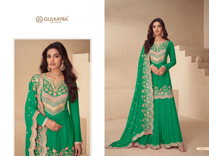 Embroidered Plazo Kurta Set with Floral Motif Border