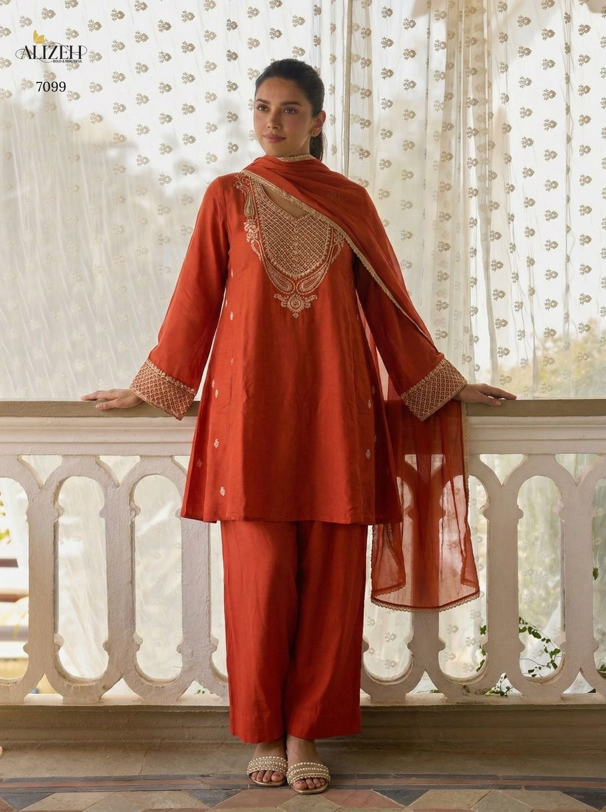 Relaxed Loose Fit A-Line Embroidered Kurta with Ankle Length Pants