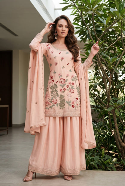 Meadow Bloom Premium Chinon Embroidered Suit Set with Dupatta