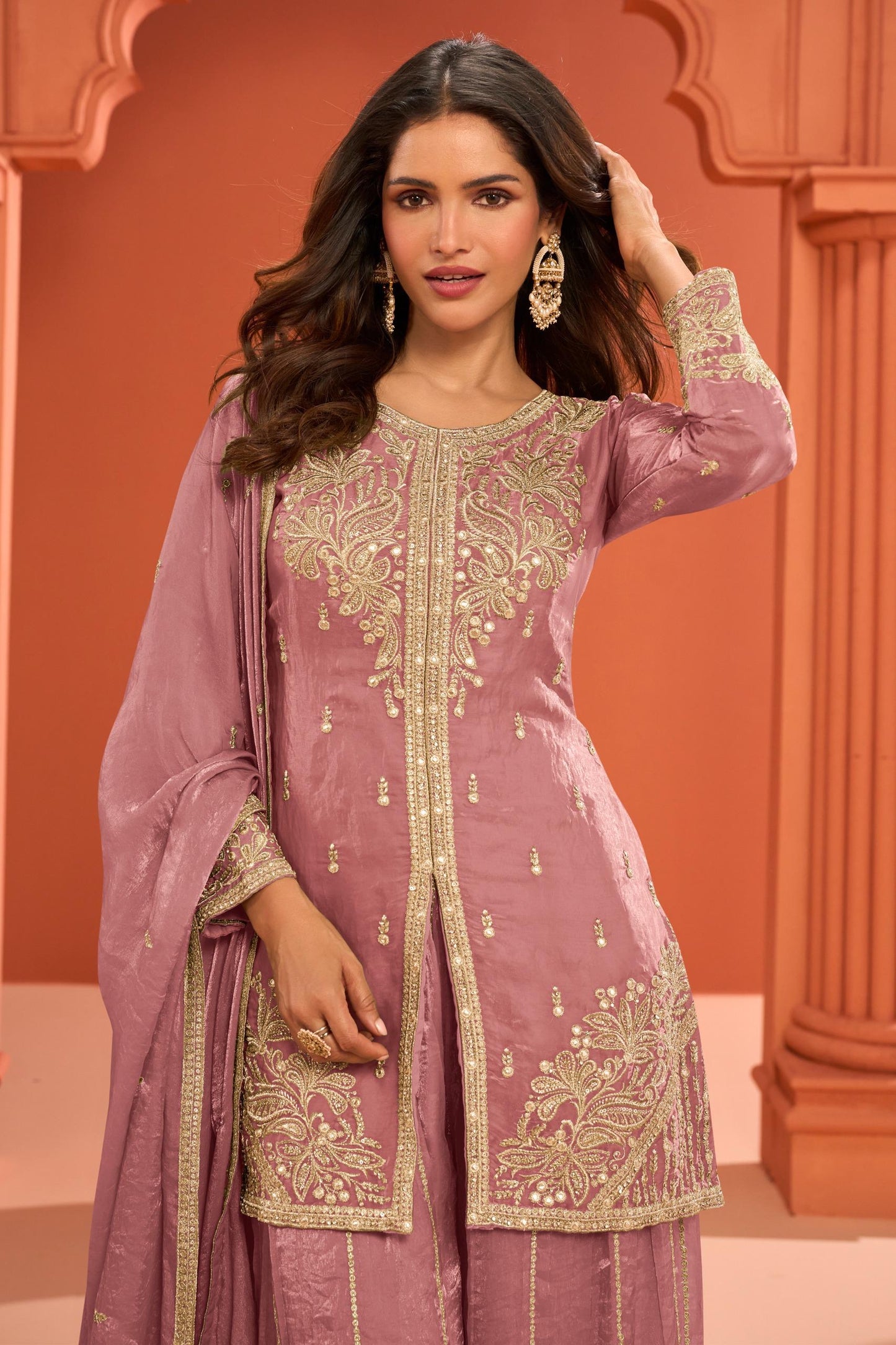 Modern Sharara with front slit Kurti