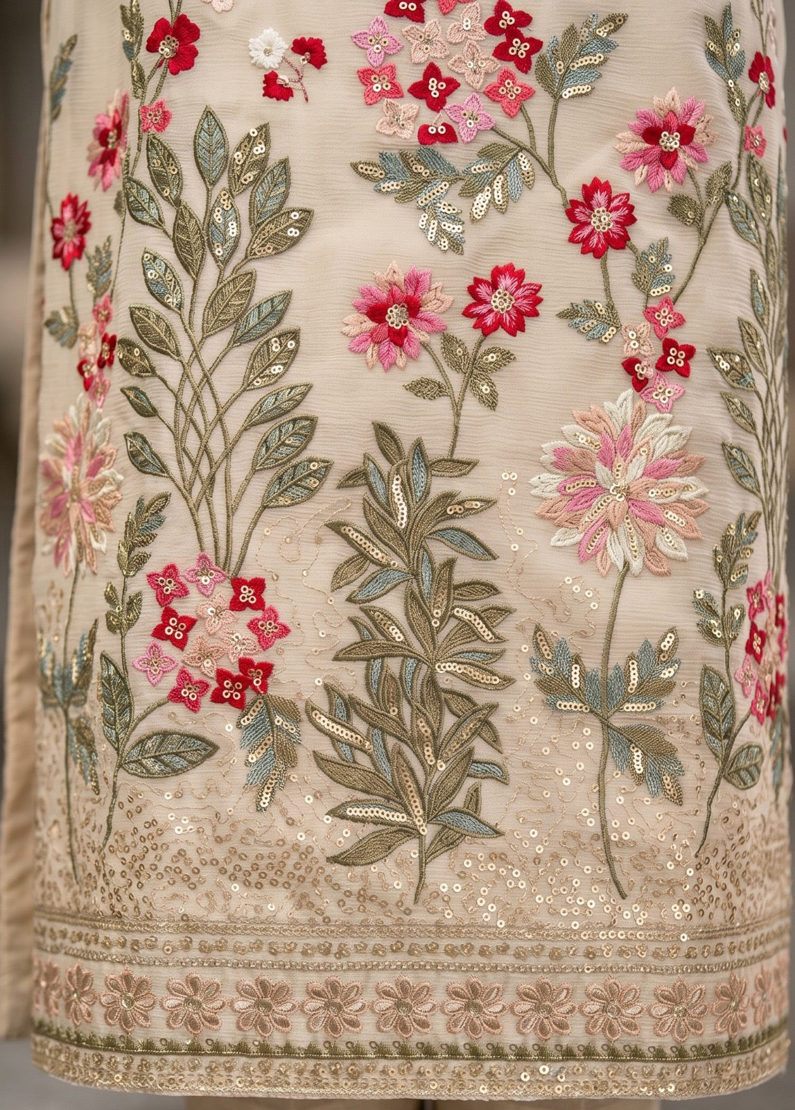 Meadow Bloom Premium Chinon Embroidered Suit Set with Dupatta