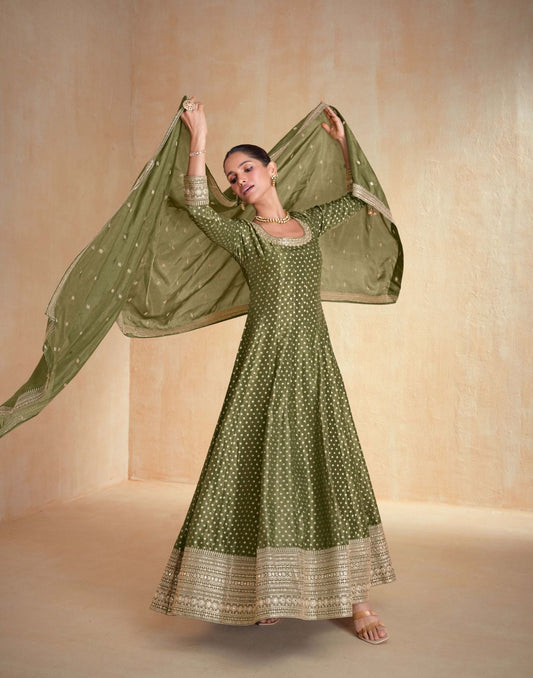 Aashirwad Banaras Anarkali Suit with Dupatta