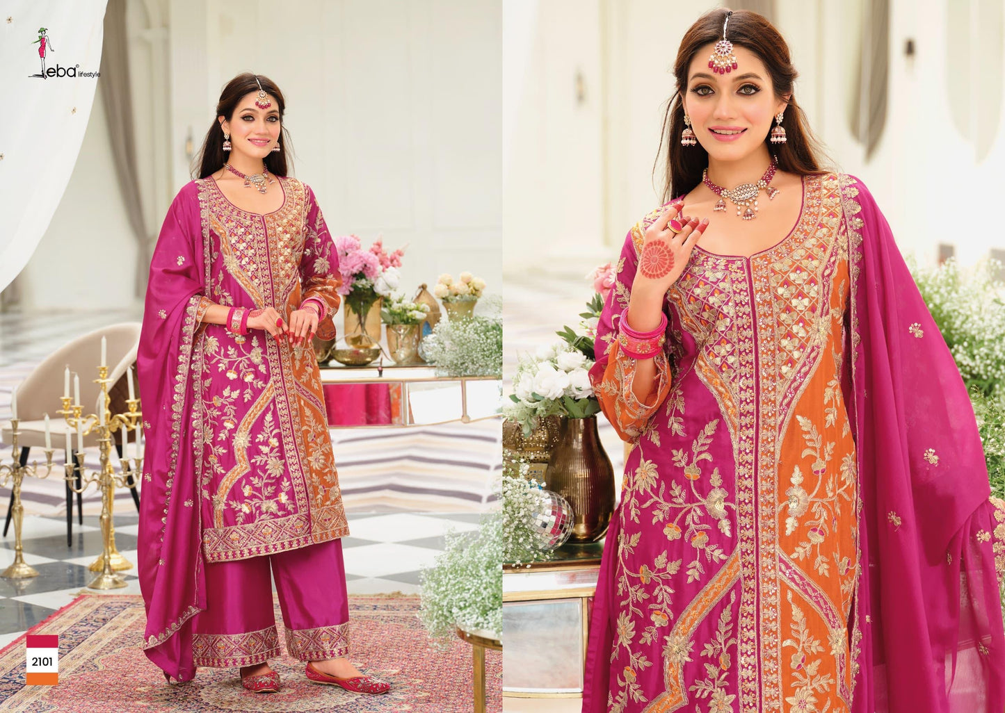 Radiate Elegance with this vibrant party wear suit