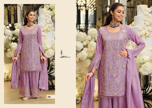 Lavender Ethereal Palazzo Set with shimmering embroidery