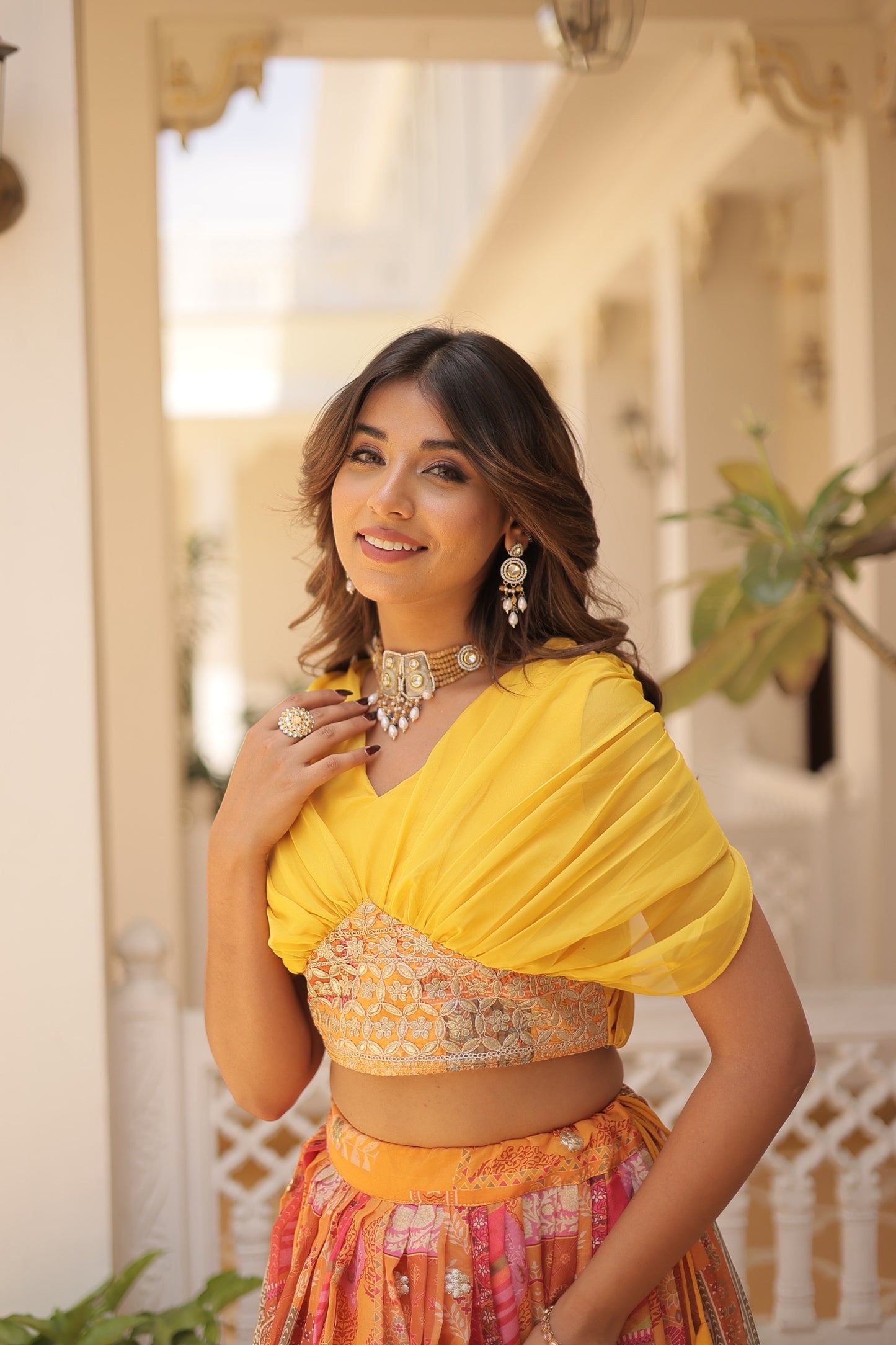 Russian Silk Lehenga Coord Set with Cross-Over Blouse