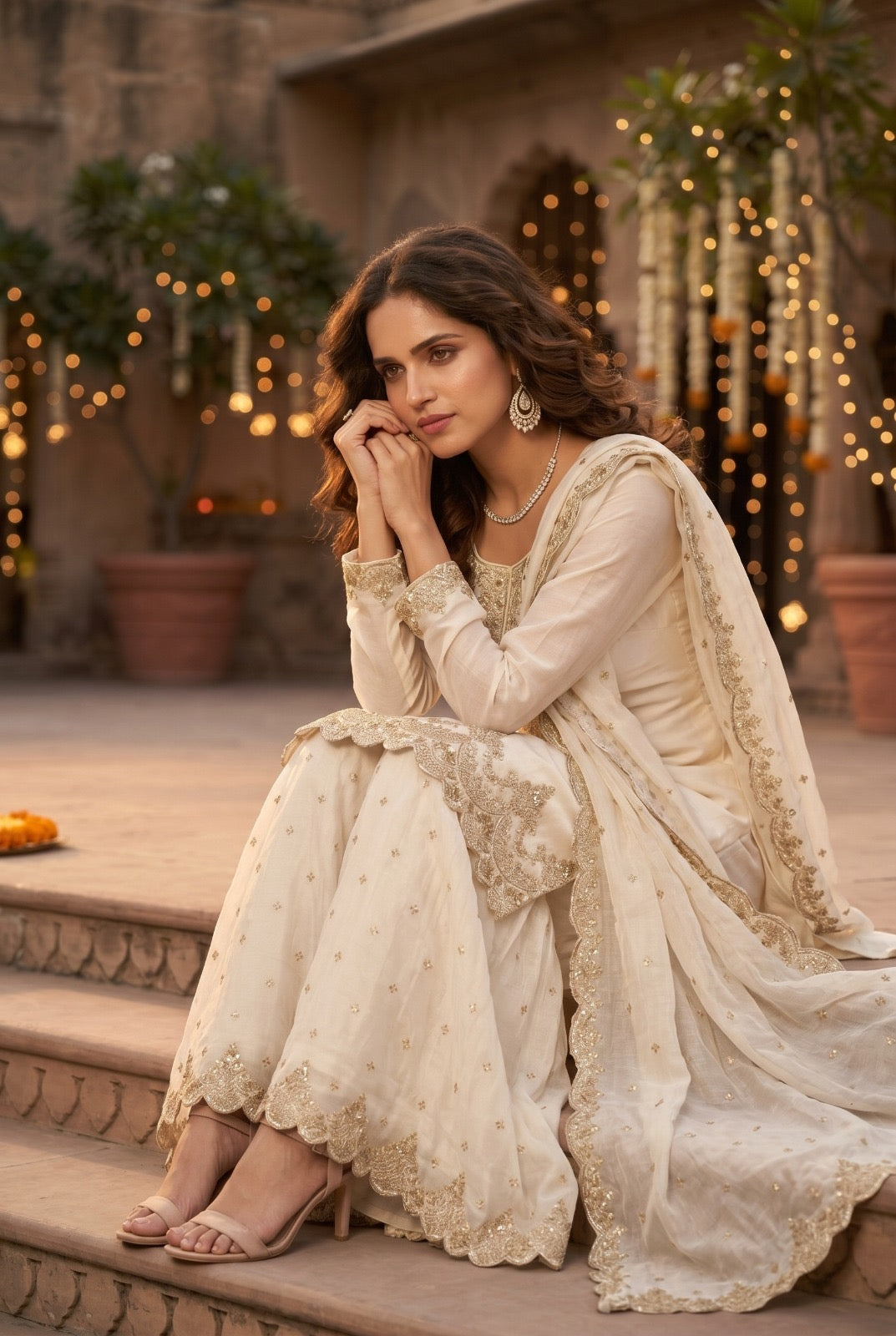Festive Tora Silk Plazo Set with Embroidery work