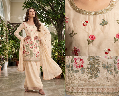 Meadow Bloom Premium Chinon Embroidered Suit Set with Dupatta