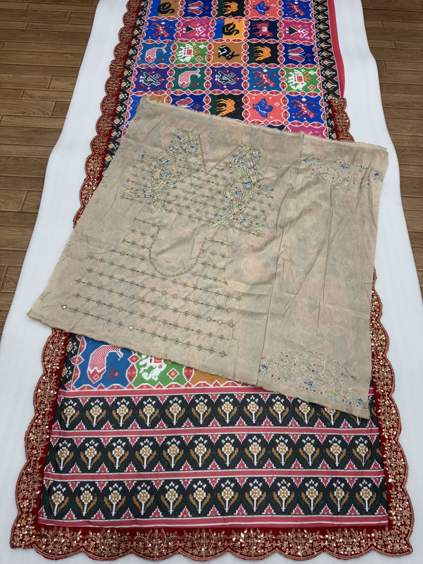 Georgette Patola Digital Print Saree with Swarovski & Sequin Work