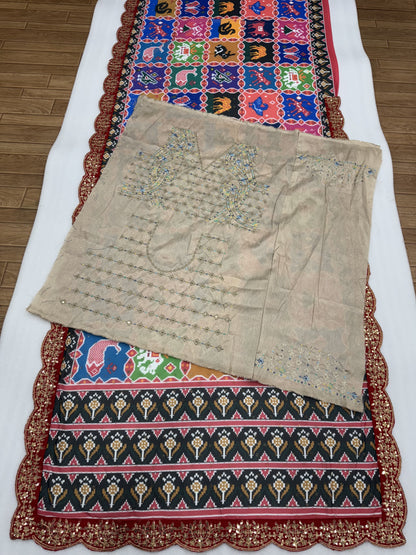 Georgette Patola Digital Print Saree with Swarovski & Sequin Work