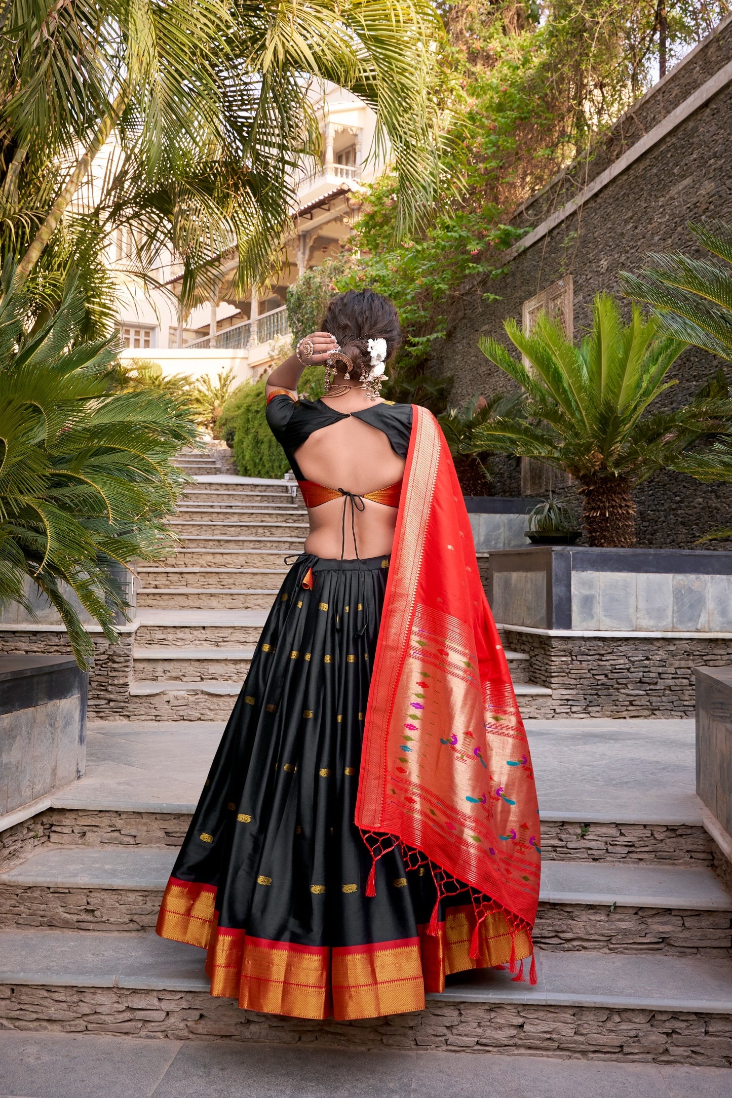 Paithani Jacquard Silk Lehenga Choli with Zari Weaving & Dupatta