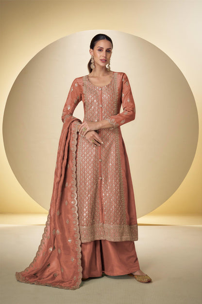 Traditional craftsmanship with modern silhouette embroidered Anarkali set