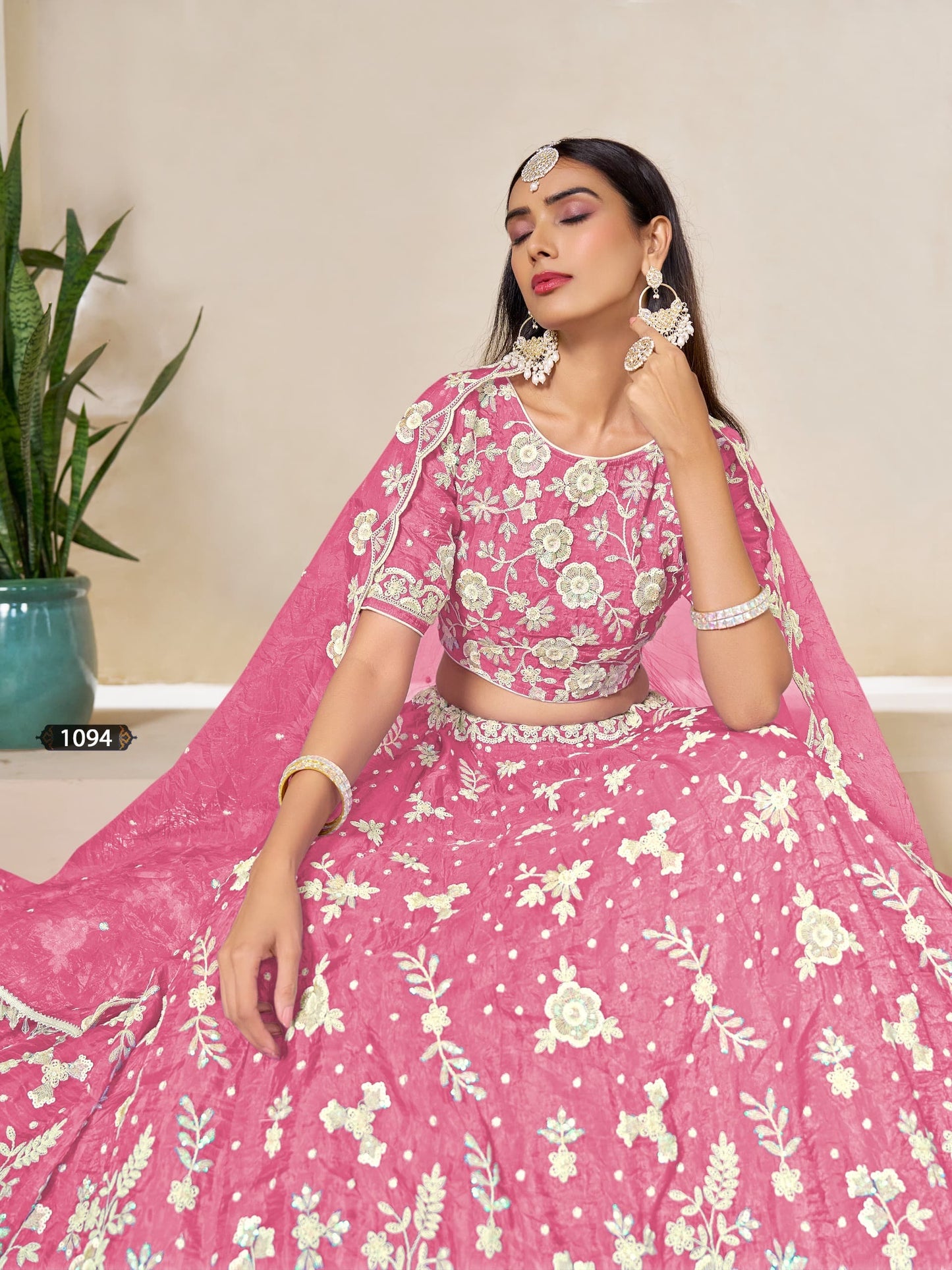 Gold Crush Organza Lehenga Choli