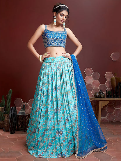 Designer Embroidery & Mirror Work Lehenga Choli | 10 Colours