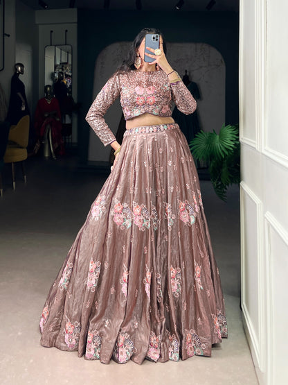 Rose Gold Flora Shimmer Co-ord Set Lehenga