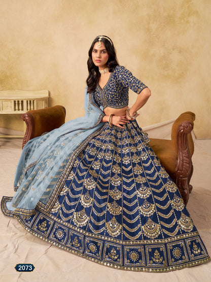 Festive wear Lehenga Set with Intricate Golden Zari and Sequin Embellishments