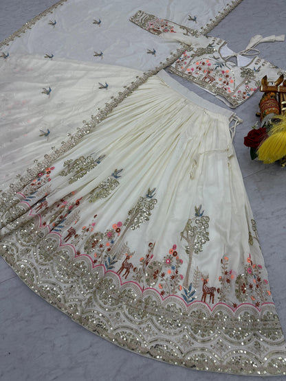 Pure Vichitra Lehenga Choli with Heavy Embroidery & Sequin Work