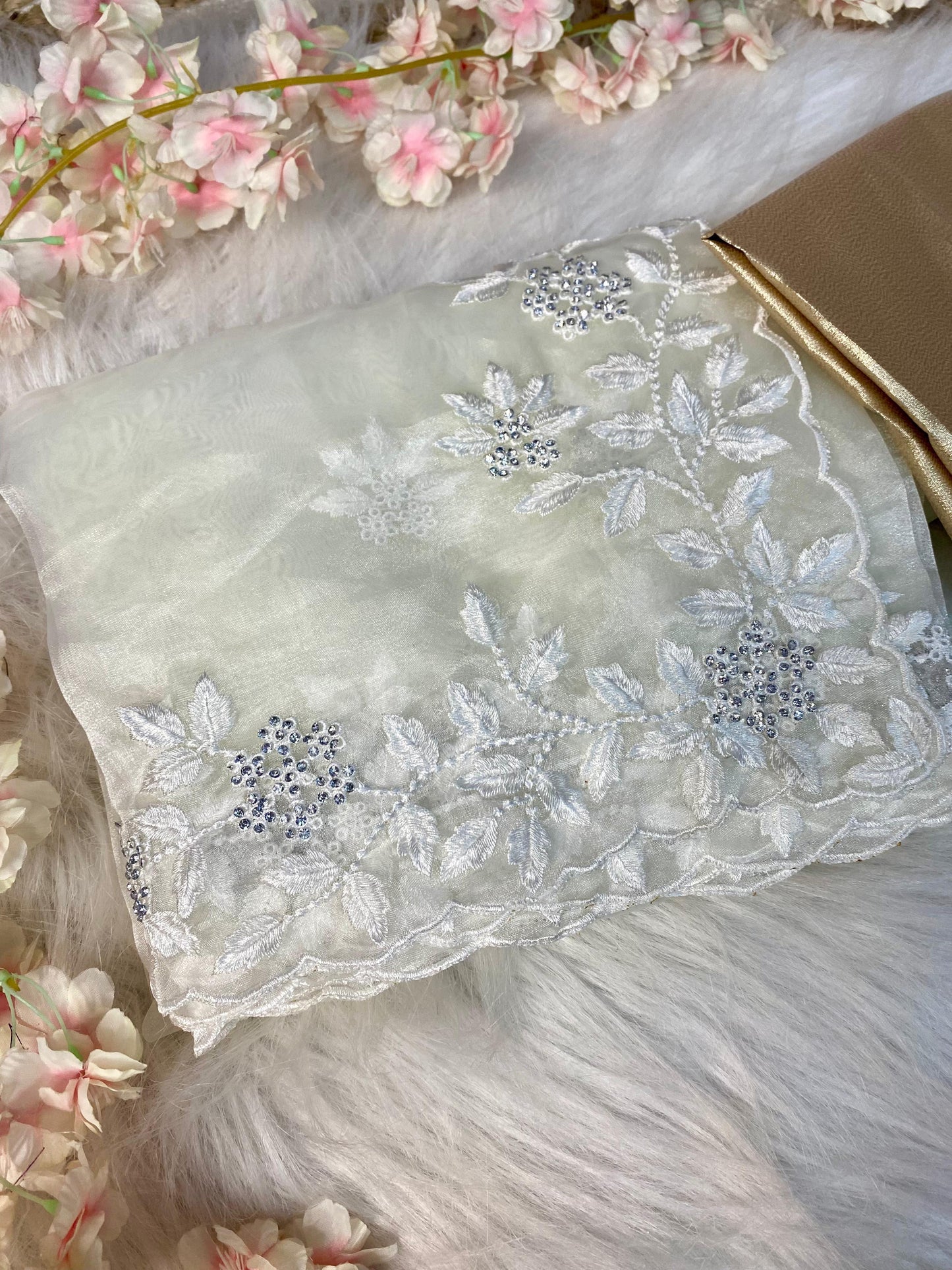Pure Organza Saree with All-Over Thread & Siroski Work
