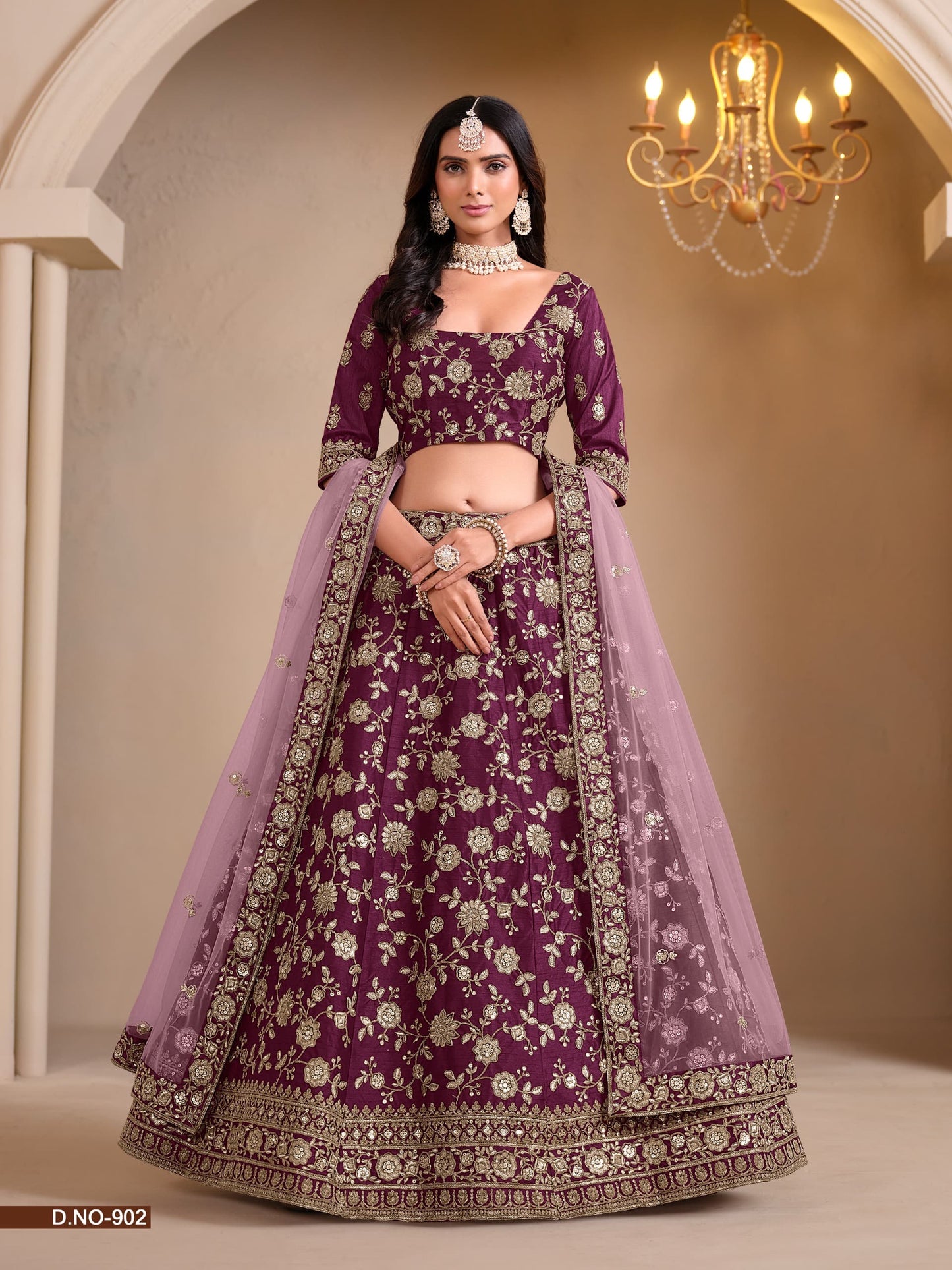Floral Zari Work Art Silk Lehenga Choli Set