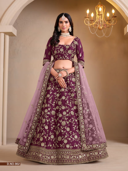 Floral Zari Work Art Silk Lehenga Choli Set