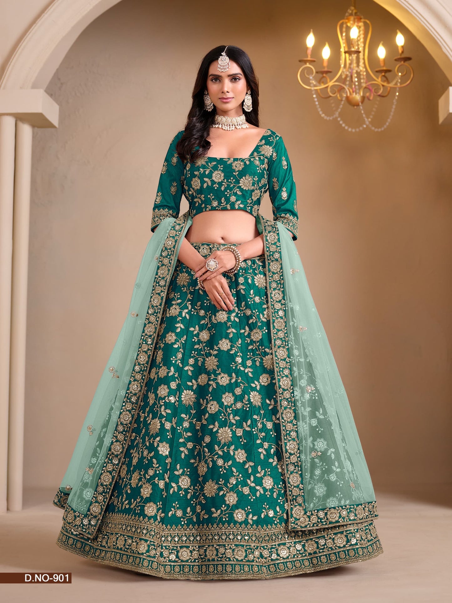 Floral Zari Work Art Silk Lehenga Choli Set