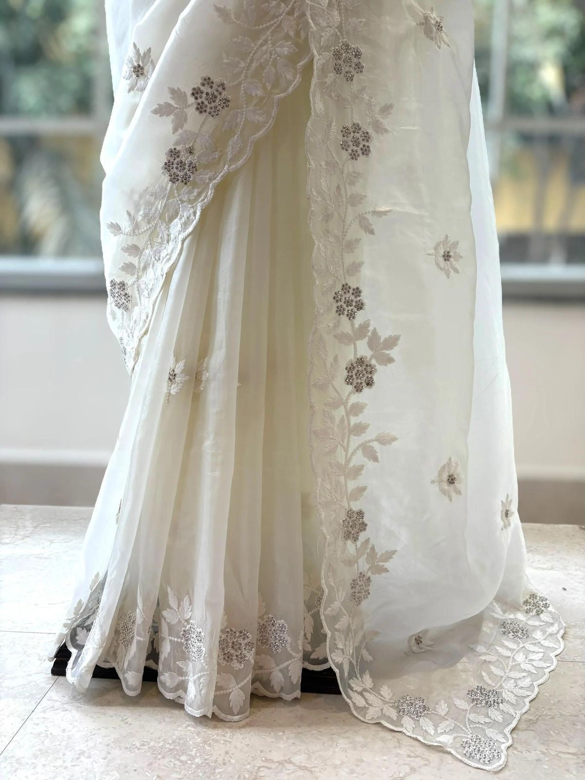 Pure Organza Saree with All-Over Thread & Siroski Work