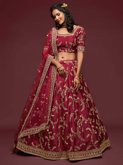 Maroon Embroidered Designer Lehenga Choli