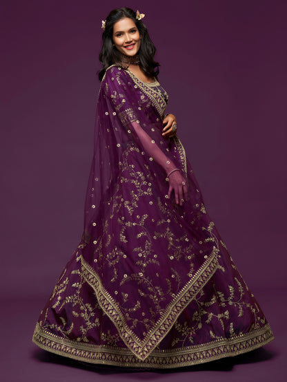 Royal Purple Embroidered Lehenga Choli