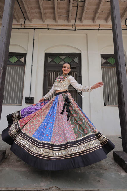 Multi-Color Patchwork Chaniya Choli with Gotta Patti & Bandhani Prints
