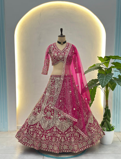 Sequin Embellished Butterfly Net Lehenga Choli with Dupatta
