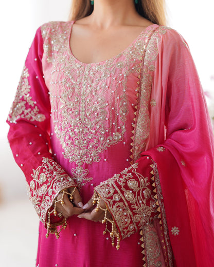 Elegance in bloom embroidered Sharara Set