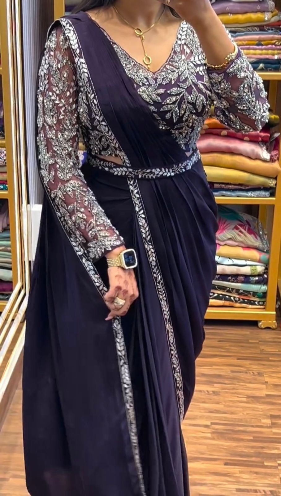 NEW SUPERHIT TRENDING READY TO WEAR SAREE WITH FULLY EMBROIDERED STYLIST BLOUSE ON  RANGOLI FABRIC