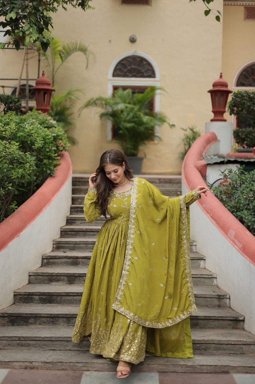 DESIGNER READYMADE TOP-SHARARA-DUPATTA Festival Wear