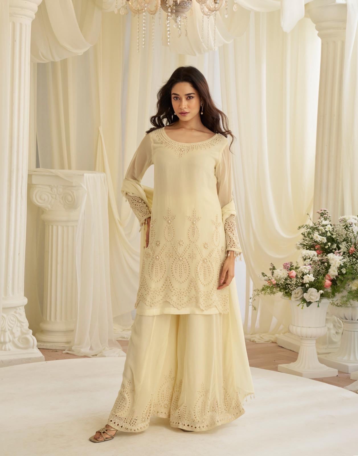 Premium Beads Embroidered Ethnic Suit Set – Farsi Plazo & Dhoti | Rasvika