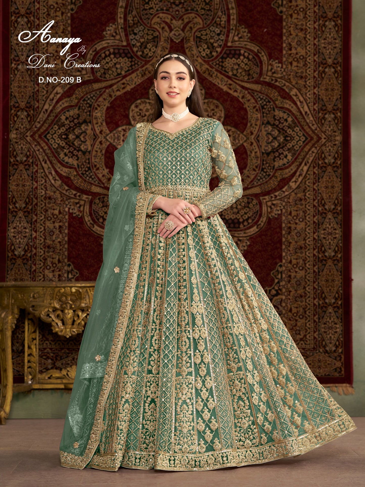 Regal Elegance Anarkali Gown with Dupatta