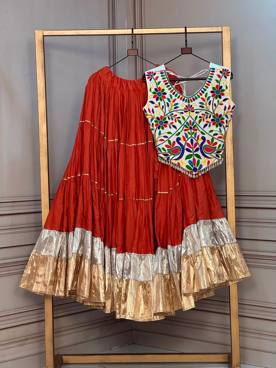 Multicolor Navratri special  Embroidered Choli & Metallic Border Chaniya Choli