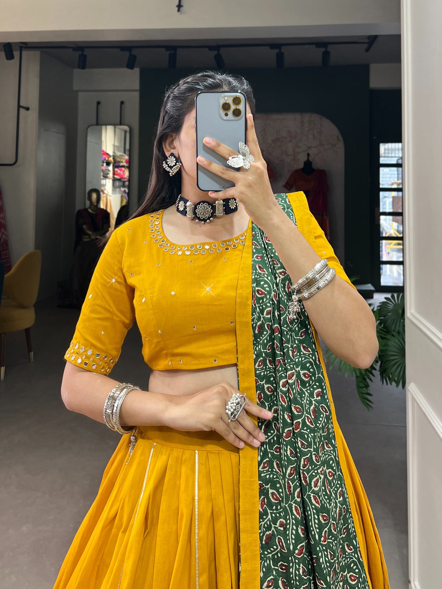 Beautiful printed pure cotton lehenga choli with purse
