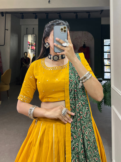Beautiful printed pure cotton lehenga choli with purse