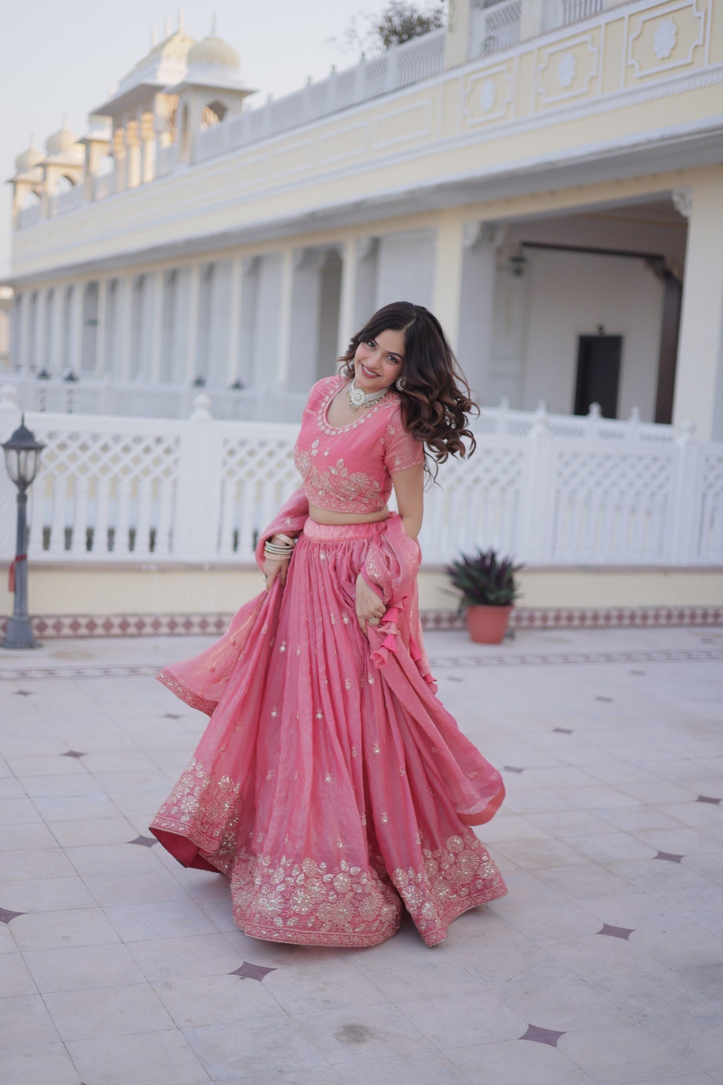 Royal Pink Chaniya Choli with Scalloped Embroidery