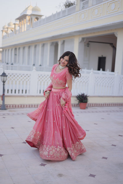 Royal Pink Chaniya Choli with Scalloped Embroidery