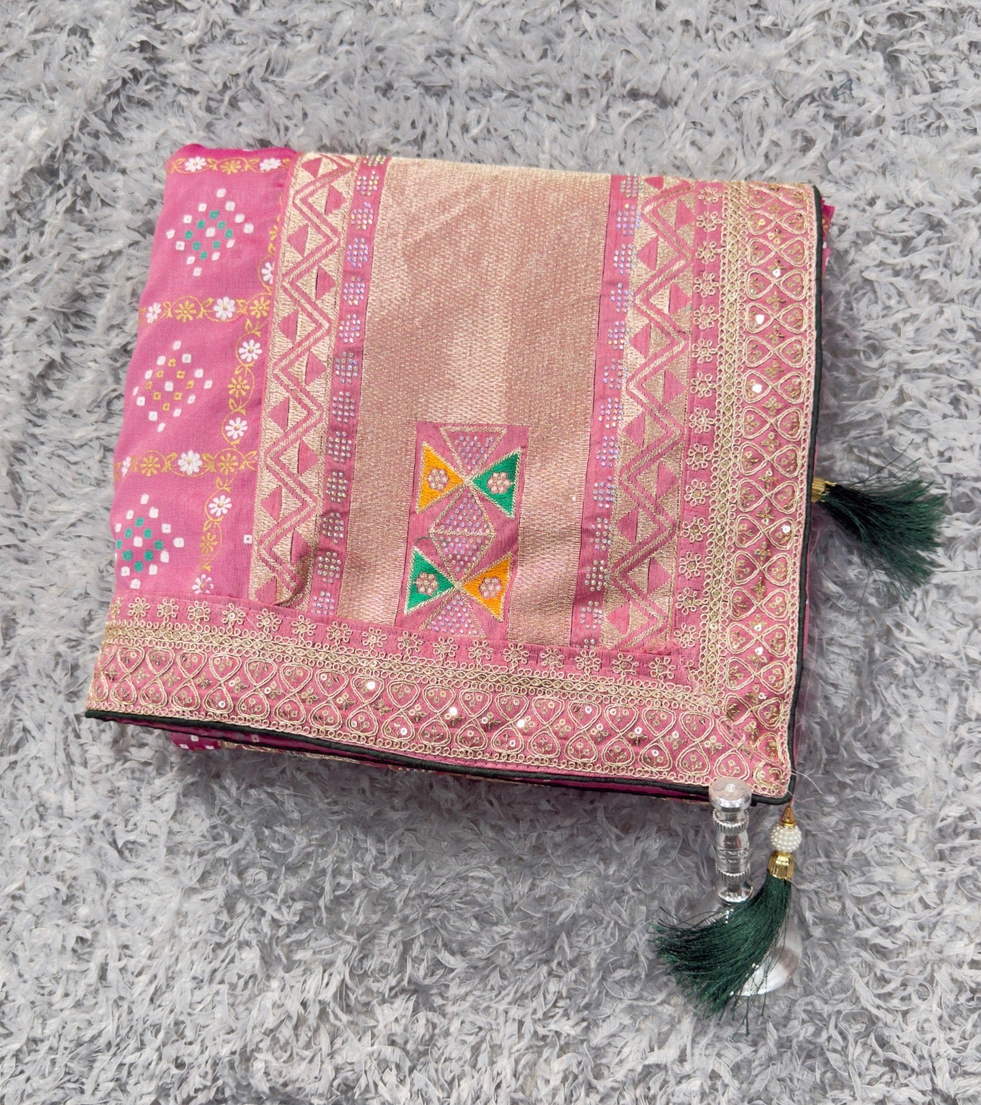 Ethnic Elegance with ornate borders and tassels Saree