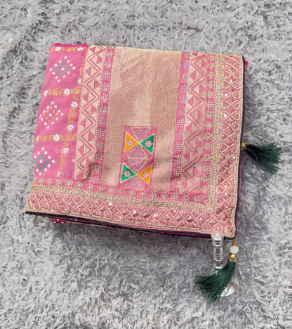 Ethnic Elegance with ornate borders and tassels Saree