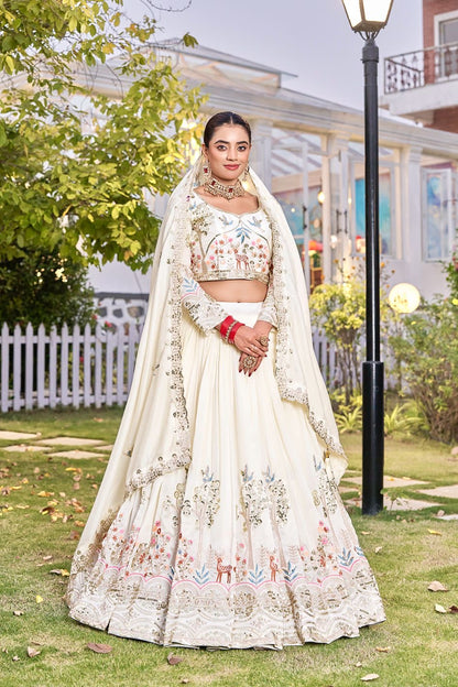 Pure Vichitra Lehenga Choli with Heavy Embroidery & Sequin Work
