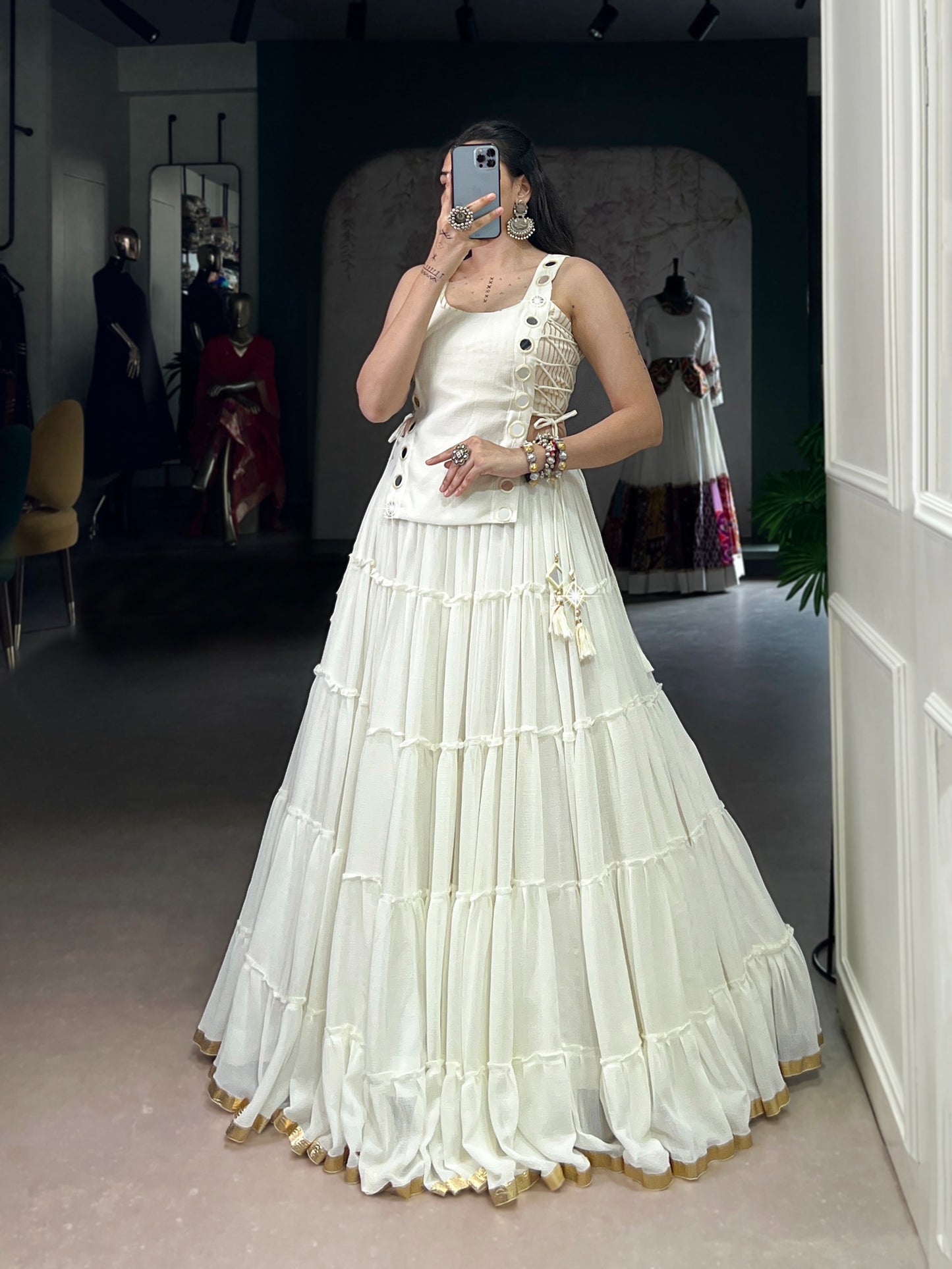 Feather-Light Mirror Work Navratri Lehenga Choli